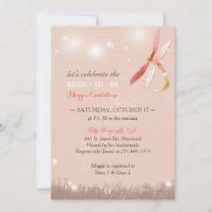 Invitación Autumn Meadow Dragonfly Beige Bridal Shower