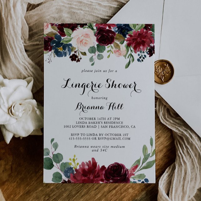 Invitación Autumn Modern Calligraphy Bridal Lingerie Shower (Subido por el creador)