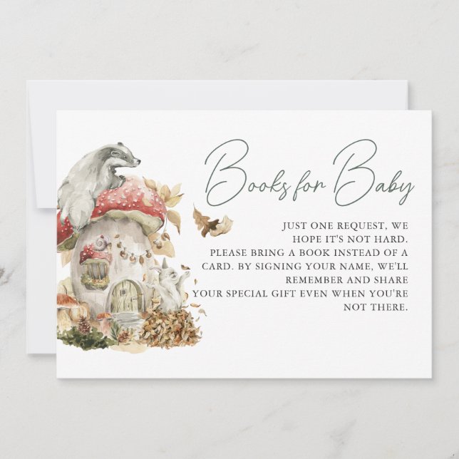 Invitación Autumn Mushroom | Solicitud de libro forestal de W (Anverso)