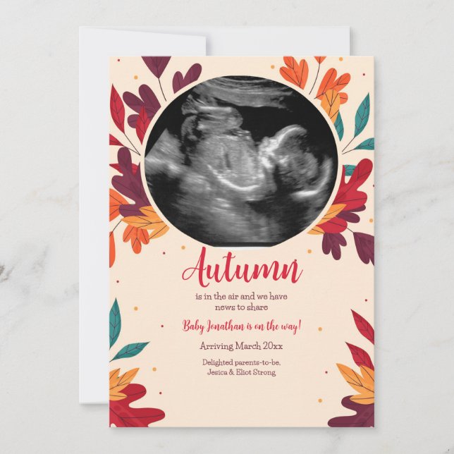 Invitación Autumn Photo Pregnancy Announcement (Anverso)