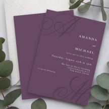 Autumn Plum Elegant Calligraphy Monograma Boda