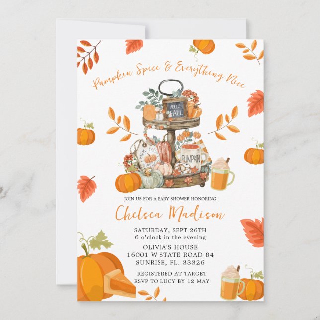 Invitación Autumn Pumpkin Spice Fall Baby Shower (Anverso)
