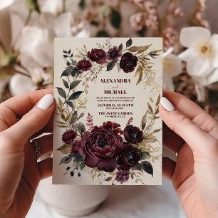 Invitación Autumn Romance Burgundy Boda