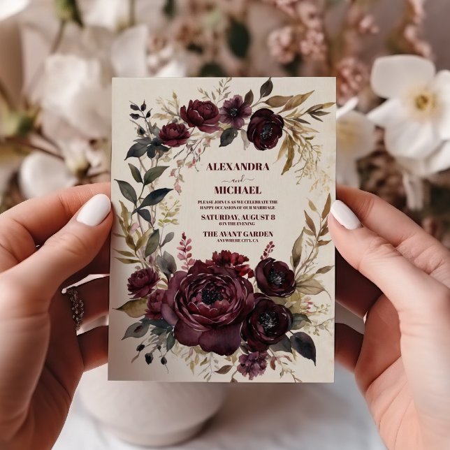 Invitación Autumn Romance Burgundy Boda (Subido por el creador)