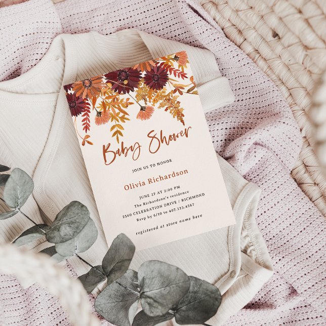 Invitación Autumn Rubor Boho Wildflowers | BABY SHOWER (Subido por el creador)
