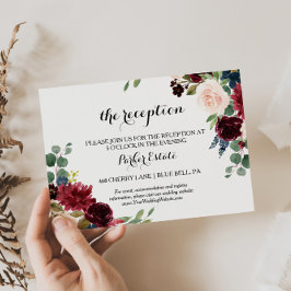 Invitación Autumn Rustic Burgundy Wedding Card