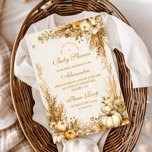 Invitación Autumn Rustic Pumpkin Baby Shower (Subido por el creador)