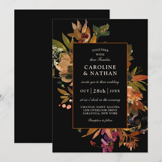 Invitación Autumn Splendor Floral Bouquet (Anverso / Reverso)