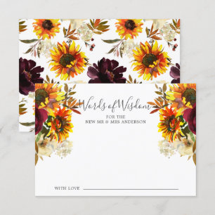 Invitación Autumn Sunflower Floral Words of Wisdom Card