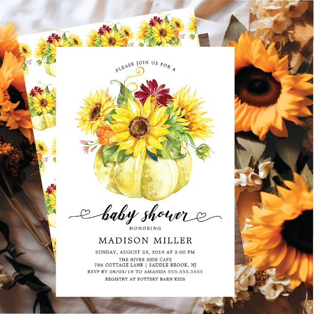 Invitación Autumn Sunflowers Pumpkin Baby Shower (Subido por el creador)