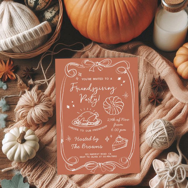 Invitación Autumn Terracotta Friendsgiving Dinner Party (Subido por el creador)