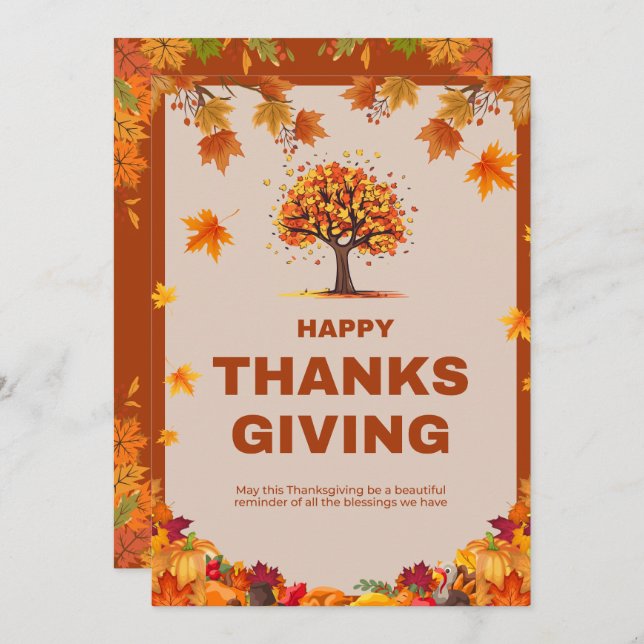 Invitación Autumn Thanksgiving Tree Poster Art (Anverso / Reverso)