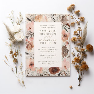 Invitación Autumn Watercolor Boho Boda Floral
