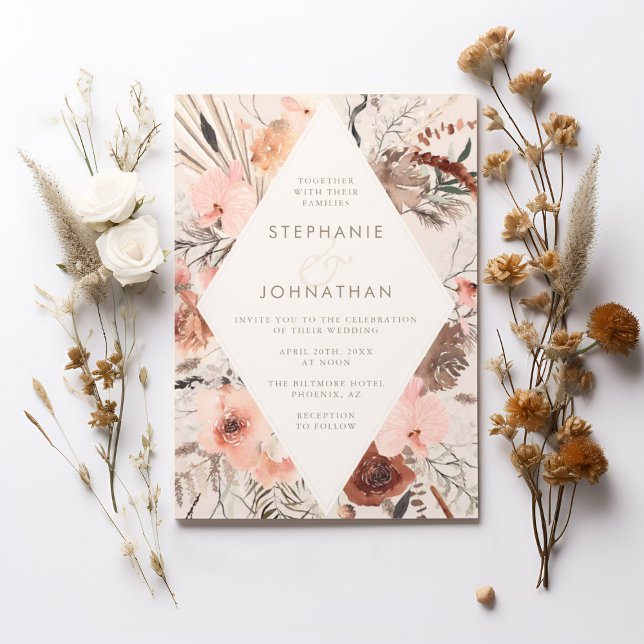 Invitación Autumn Watercolor Boho Boda Floral (Autumn Watercolor Boho Floral Wedding Invitation)
