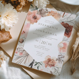 Invitación Autumn Watercolor Boho Boda Floral
