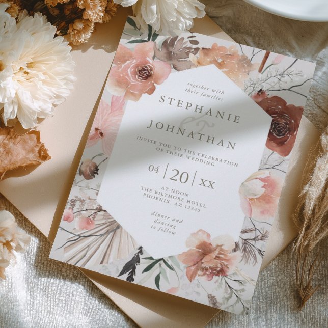 Invitación Autumn Watercolor Boho Boda Floral (Subido por el creador)