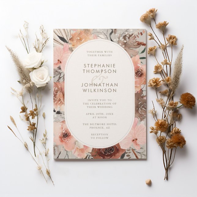 Invitación Autumn Watercolor Boho Boda Floral (Subido por el creador)