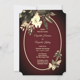 Invitación Autumn Watercolor Floral Burgundy Boda