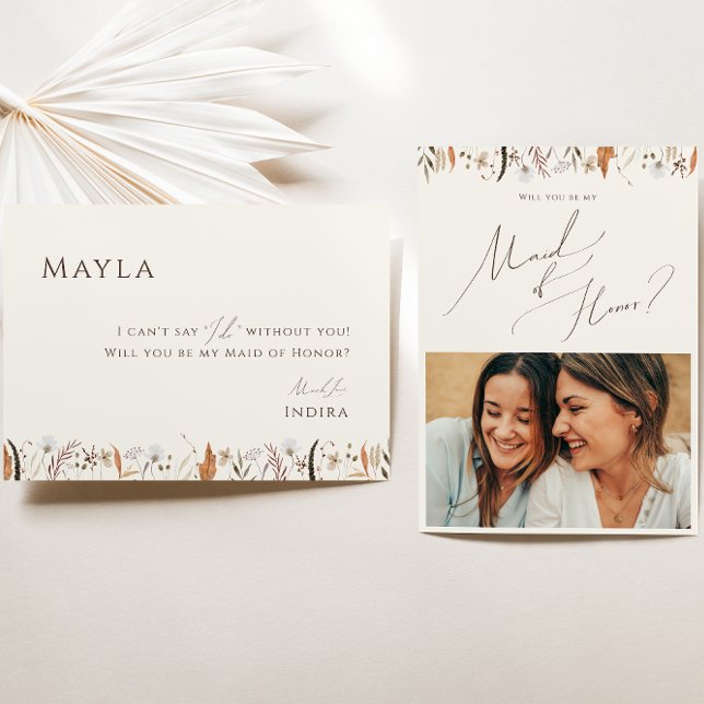 Invitación Autumn Wildflower Beige foto doncella de honor (Subido por el creador)