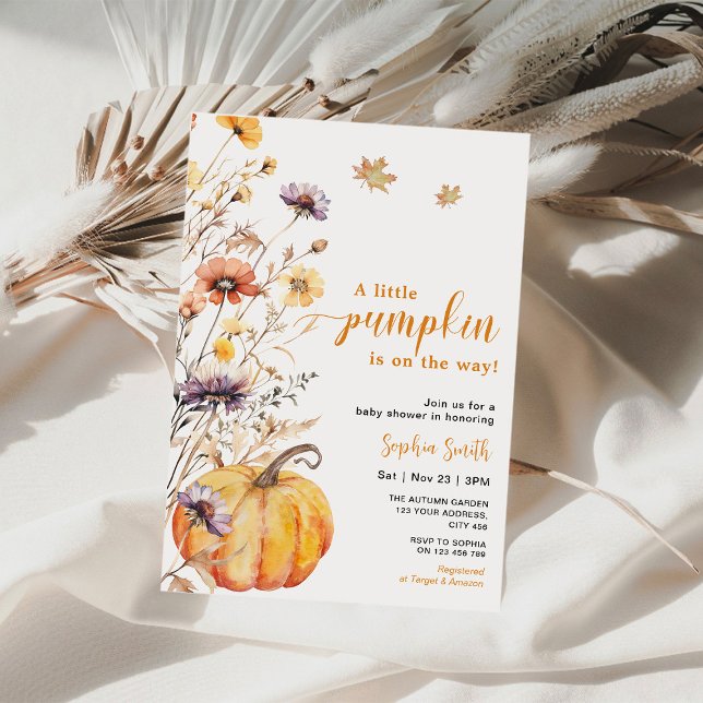 Invitación Autumn Wildflower Little Pumpkin Baby Shower (Subido por el creador)