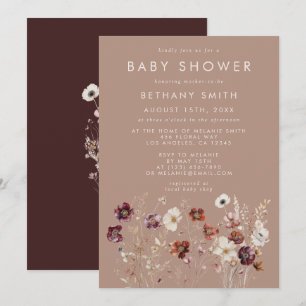 Invitación Autumn Wildflower Meadow Taupe Baby Shower