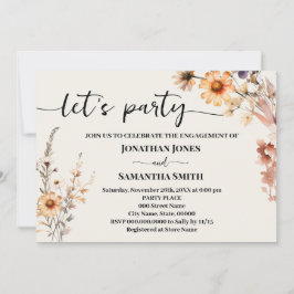 Invitación Autumn Wildflowers Boda de Compromiso Fiesta
