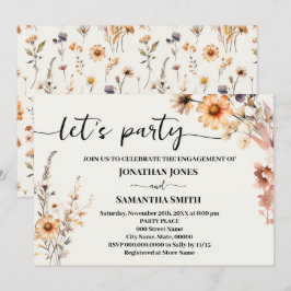Invitación Autumn Wildflowers Boda de Compromiso Fiesta