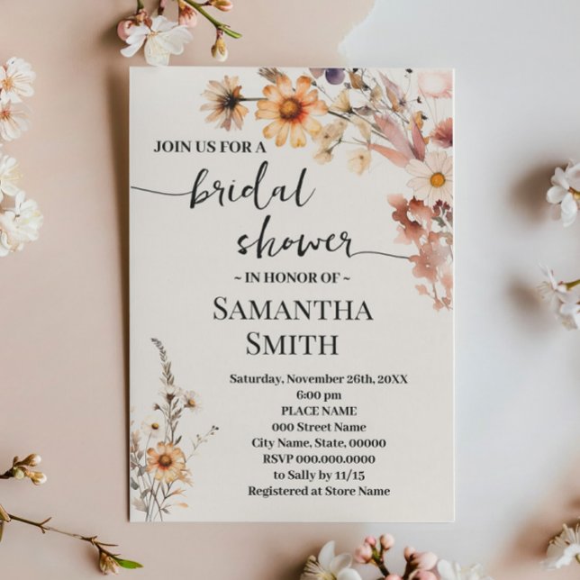 Invitación Autumn Wildflowers Bridal Shower Boho Boda (Subido por el creador)