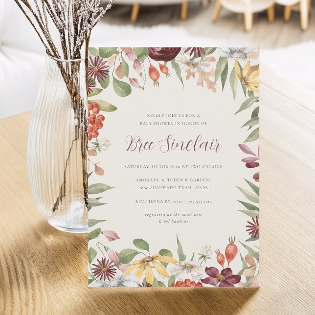 Invitación Autumn Wildflowers Fall Baby Shower (Subido por el creador)