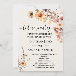 Invitación Autumn Wildflowers Lets Fiesta Boho Engagement