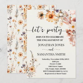 Invitación Autumn Wildflowers Lets Fiesta Boho Engagement