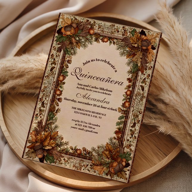 Invitación Autumn Woodland Botanical Quinceañera (Subido por el creador)