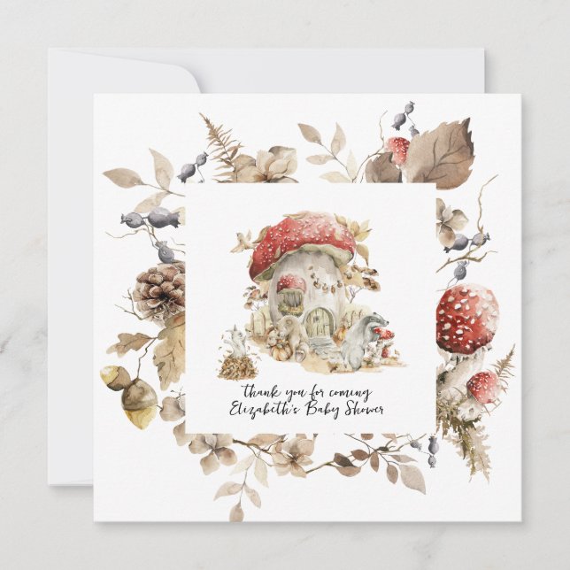 Invitación Autumn Woodland Forest Mushroom Baby Shower (Anverso)