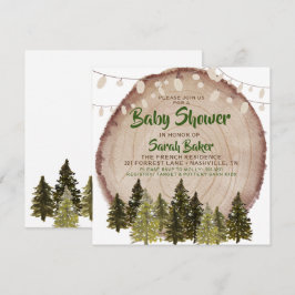 Invitación Autumn Woodland Rustic Wood Slice Baby Shower