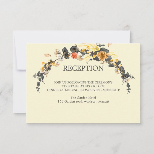Invitación Autumn Wreath | RECEPCIÓN DE boda moderna (Anverso)