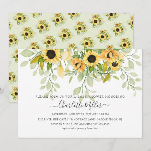 Invitación Autumn Yellow Sunflower Floral Baby Shower