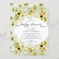 Autumn Yellow Sunflower Floral Baby Shower