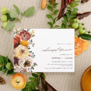 Invitación Autumor Blooms Borgoña Ensayo Floral Cena