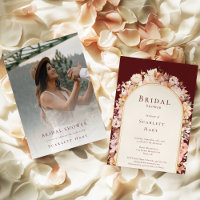 Autumor Floral Burgundy Cream Photo Bridal Shower
