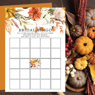 Invitación Autumt Bridal Shower Bingo Game Card
