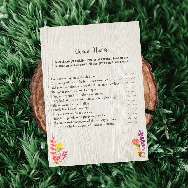 Invitación Autumt Forest Animal Over or Under Baby Game (Subido por el creador)