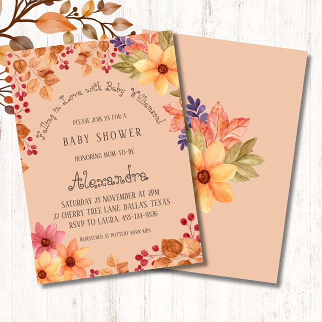 Invitación Autumt Rustic Floral cae en el amor Baby Shower (Subido por el creador)