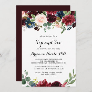 Invitación Autumt Rustic Modern Calligraphy Sip and See