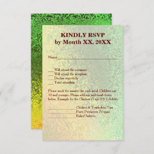 Invitación Autumt Shades Green Yellow Boda Vert Menu RSVP