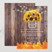 Autumt Sunflower Jar String ilumina a un Boda ruso