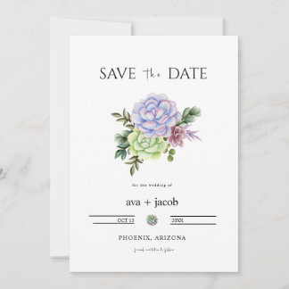 Invitación AVA Cactus Floral Succulent Desert Save the Date