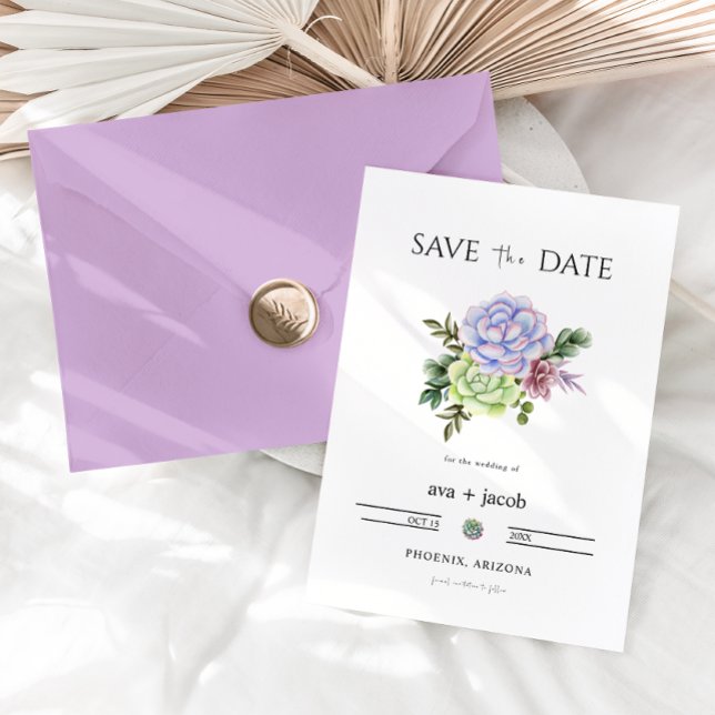 Invitación AVA Cactus Floral Succulent Desert Save the Date (Subido por el creador)
