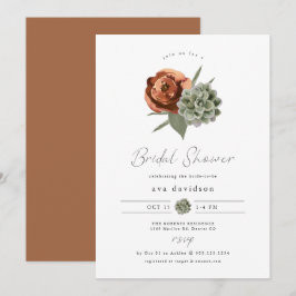 Invitación AVA Terracotta Floral Succulent Fall Bridal Shower