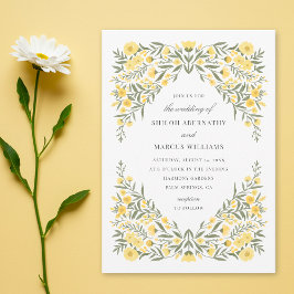 Invitación Avalon Butter Yellow Floral Diamond Frame Boda