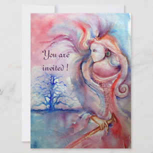 Invitación AVALON, magia y misterio azul púrpura suave rosa